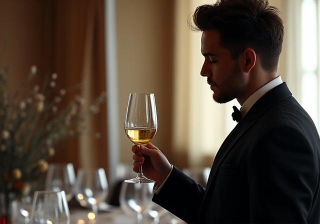 Il sommelier di Arcata mentre degusta una nuova etichetta